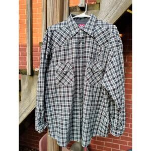 West Coast Choppers Shirt Mens XL Black Plaid Flannel Pearl Snap Button Y2K